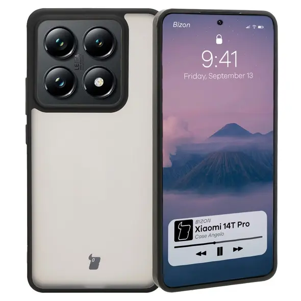 Etui Bizon Case Angelo do Xiaomi 14T Pro przydymione z czarną ramką