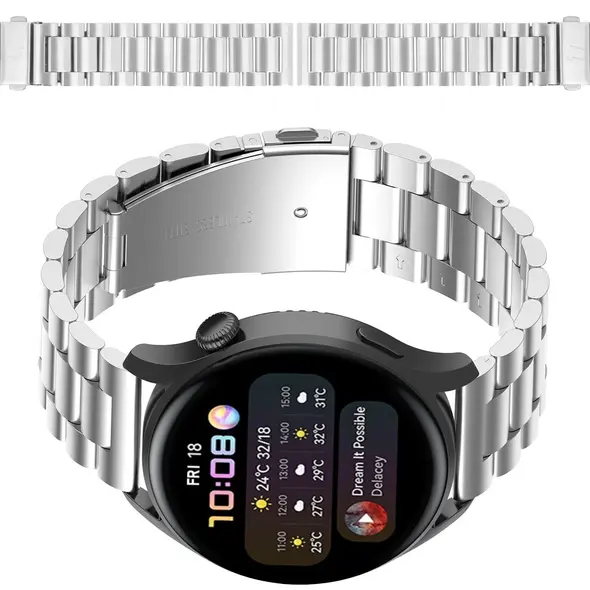 Pasek ze stali nierdzewnej do smartwatcha Bizon Strap Watch Aura QuickRelease 20mm srebrny