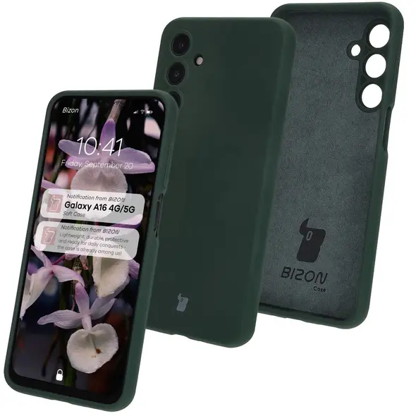 Silikonowe etui Bizon Soft Case do Samsung Galaxy A16 4G/5G ciemnozielone