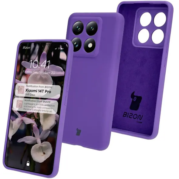 Silikonowe etui Bizon Soft Case do Xiaomi 14T Pro fioletowe