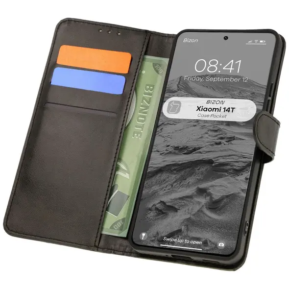 Etui z klapką Bizon Case Pocket do Xiaomi 14T czarne