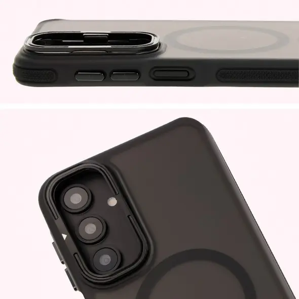 Etui z podstawką i pierścieniem magnetycznym Bizon Case Eclipse do Samsung Galaxy A16 4G/5G przydymione z czarną ramką