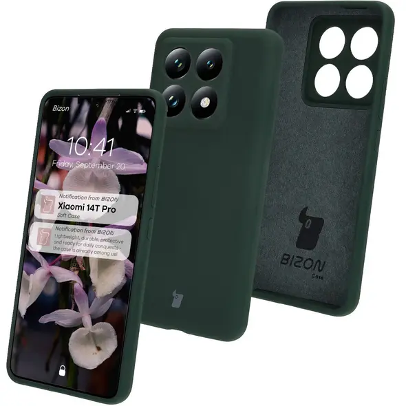Silikonowe etui Bizon Soft Case do Xiaomi 14T Pro ciemnozielone