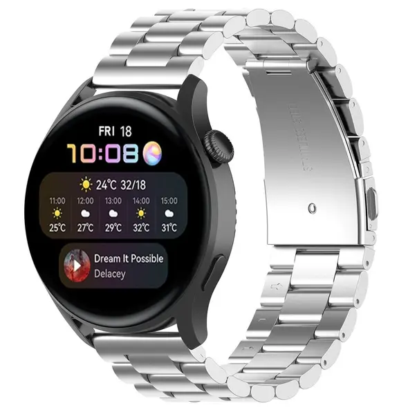 Pasek ze stali nierdzewnej do smartwatcha Bizon Strap Watch Aura QuickRelease 20mm srebrny