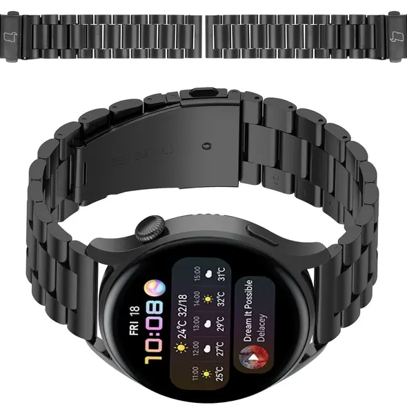 Pasek ze stali nierdzewnej do smartwatcha Bizon Strap Watch Aura QuickRelease 20mm czarny