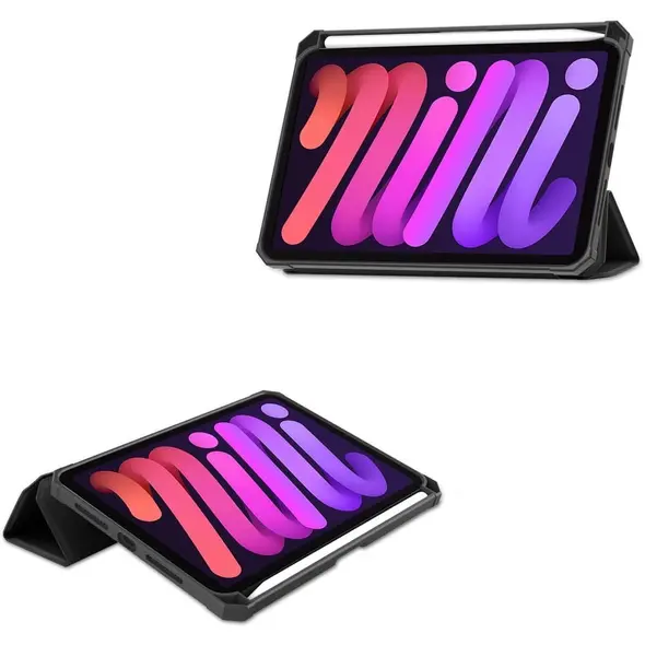 Etui Bizon Case Tab Lizard do Apple iPad mini 2021 (6. generacji) / iPad mini 8.3" 2024 (7. generacji) czarne