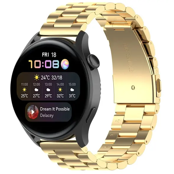Pasek ze stali nierdzewnej do smartwatcha Bizon Strap Watch Aura QuickRelease 20mm złoty