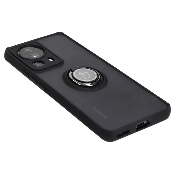 Etui z uchwytem na palec Bizon Case Hybrid Ring do Xiaomi 13 Lite przydymione z czarną ramką