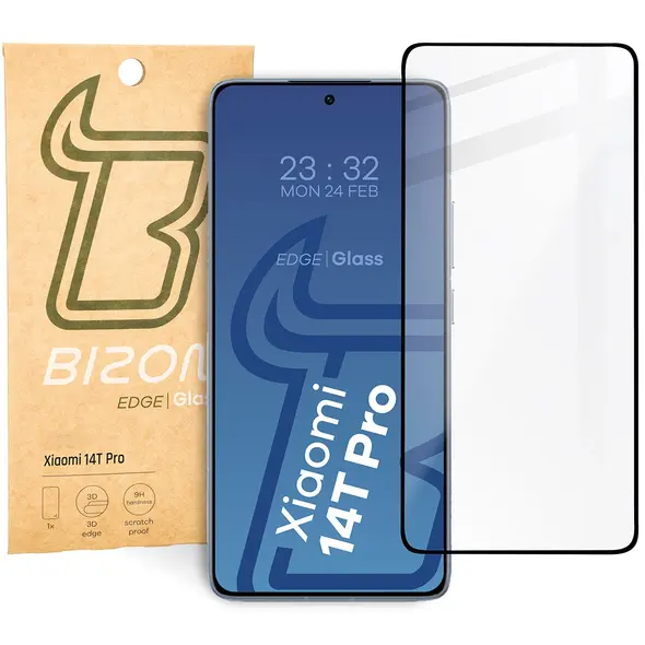 Szkło hartowane Bizon Glass Edge 2 do Xiaomi 14T Pro czarna ramka