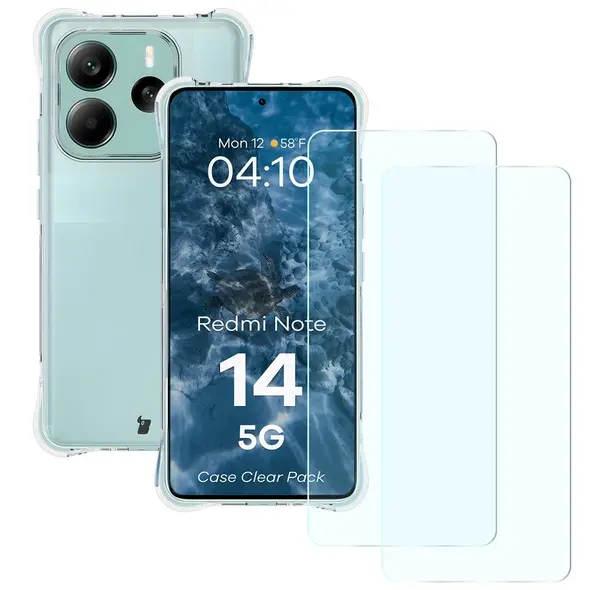 Etui + 2x szkło na ekran Bizon Case Clear Pack do Xiaomi Redmi Note 14 5G