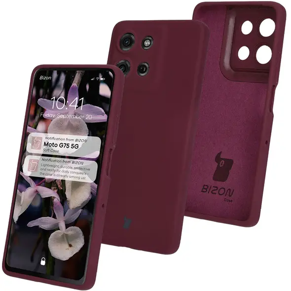 Silikonowe etui Bizon Soft Case do Motorola Moto G75 5G ciemnofioletowe