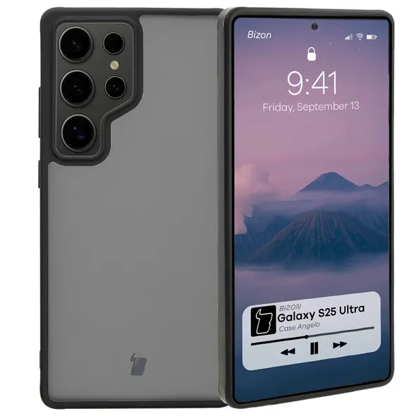 Etui Bizon Case Angelo do Samsung Galaxy S25 Ultra przydymione z czarną ramką