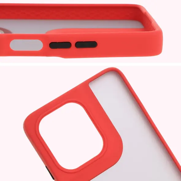 Etui z uchwytem na palec Bizon Case Hybrid Ring do Motorola Moto G75 5G przydymione z czerwoną ramką