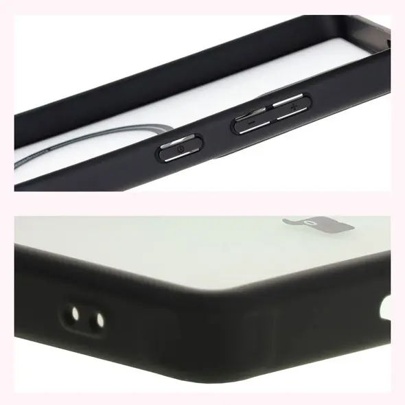 Etui z pierścieniem magnetycznym Bizon Case MatteO do Samsung Galaxy S25 Ultra półprzezroczyste z czarną ramką