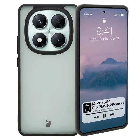 Etui Bizon Case Angelo do Xiaomi Redmi Note 14 Pro 5G / 14 Pro+ 5G / Poco X7 przydymione z czarną ramką