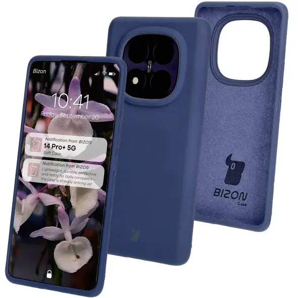 Silikonowe etui Bizon Soft Case do Xiaomi Redmi Note 14 Pro Plus 5G ciemnoniebieskie