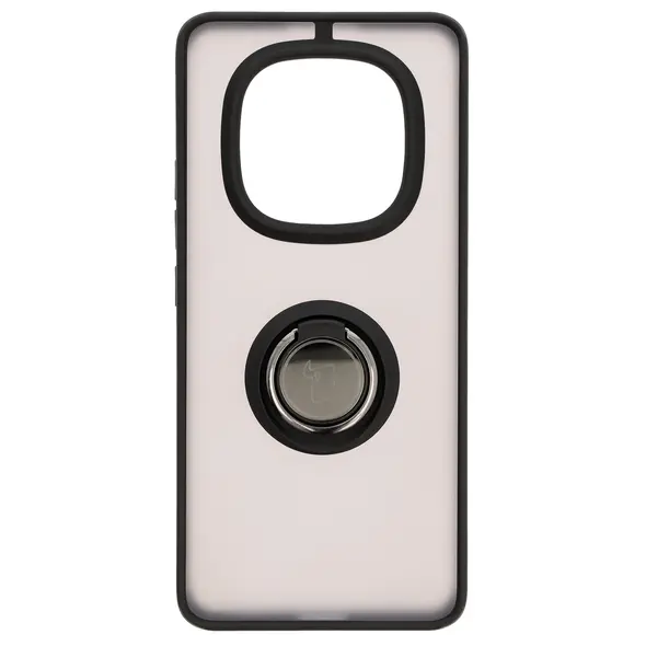 Etui z uchwytem na palec Bizon Case Hybrid Ring do Xiaomi Redmi Note 14 Pro 5G / Poco X7 przydymione z czarną ramką