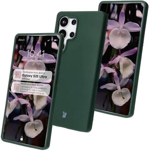 Silikonowe etui Bizon Soft Case do Samsung Galaxy S25 Ultra ciemnozielone