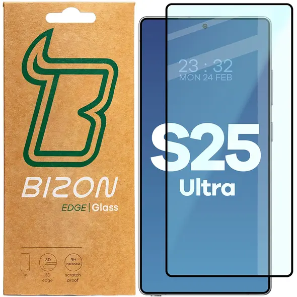 Szkło hartowane Bizon Glass Edge 2 do Samsung Galaxy S25 Ultra czarna ramka