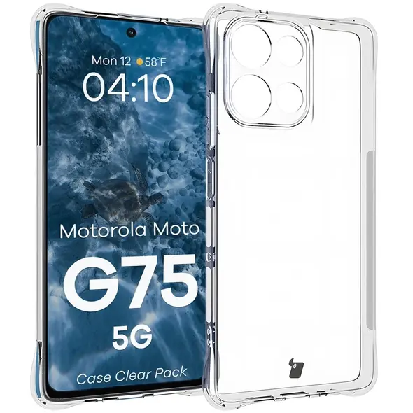 Etui + 2x folia na ekran Bizon Case Clear Pack do Motorola Moto G75 5G