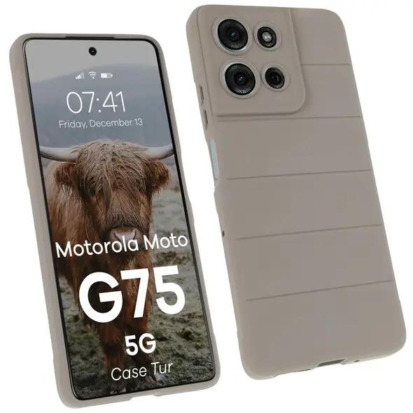 Pancerne etui Bizon Case Tur do Motorola Moto G75 5G jasnoszare