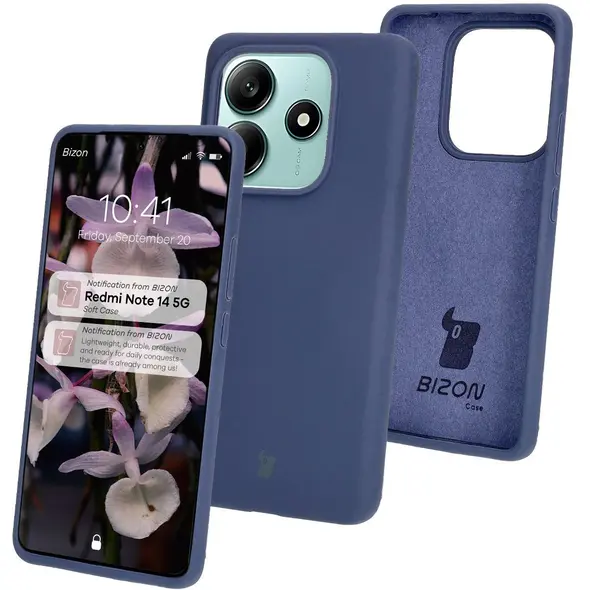 Silikonowe etui Bizon Soft Case do Xiaomi Redmi Note 14 5G ciemnoniebieskie