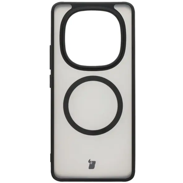 Etui z pierścieniem magnetycznym Bizon Case MatteO do Xiaomi Redmi Note 14 Pro 5G / 14 Pro Plus 5G / Poco X7 półprzezroczyste z czarną ramką