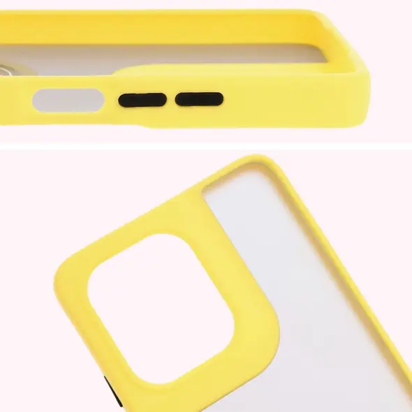 Etui z uchwytem na palec Bizon Case Hybrid Ring do Motorola Moto G75 5G przydymione z żółtą ramką