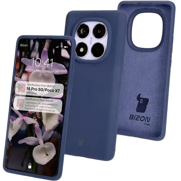 Silikonowe etui Bizon Soft Case do Xiaomi Redmi Note 14 Pro 5G / Poco X7 ciemnoniebieskie