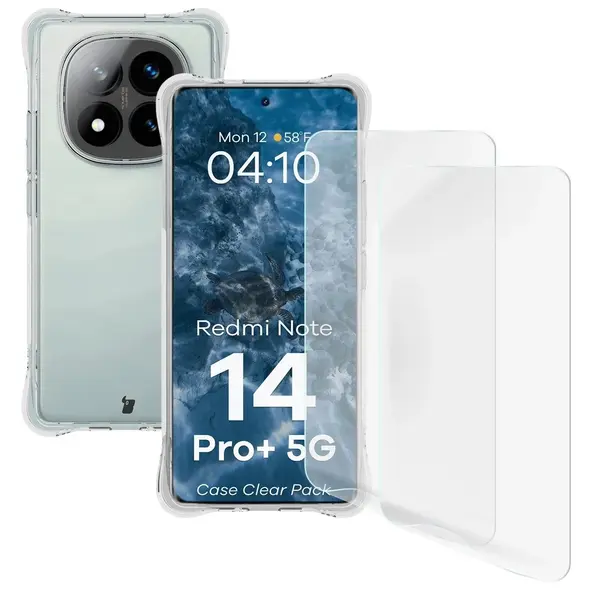 Etui + 2x folia na ekran Bizon Case Clear Pack do Xiaomi Redmi Note 14 Pro+ Plus 5G