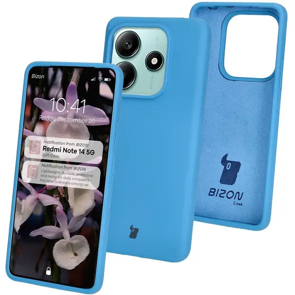 Silikonowe etui Bizon Soft Case do Xiaomi Redmi Note 14 5G niebieskie
