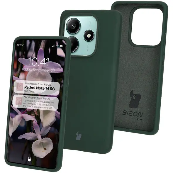 Silikonowe etui Bizon Soft Case do Xiaomi Redmi Note 14 5G ciemnozielone