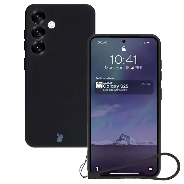 Silikonowe etui z pierścieniem magnetycznym Bizon Case Silicone Magnetic do Samsung Galaxy S25 / S24 czarne
