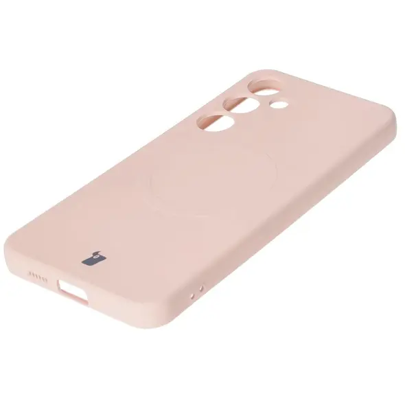 Silikonowe etui z pierścieniem magnetycznym Bizon Case Silicone Magnetic do Samsung Galaxy S25+ Plus / S24+ Plus jasnoróżowe
