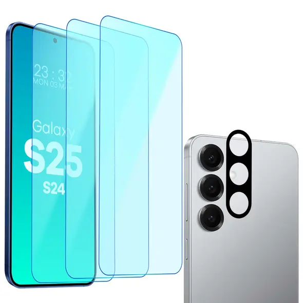 3x szkło na ekran + 1x na aparat BIZON Clear 2 Pack do Samsung Galaxy S25