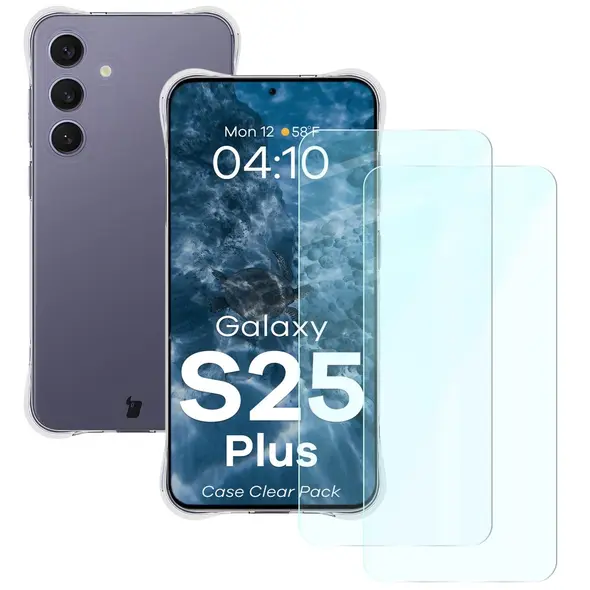 Etui + 2x szkło na ekran Bizon Case Clear Pack do Samsung Galaxy S25+ Plus przezroczyste