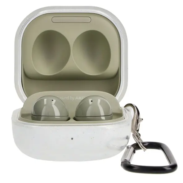 Etui Bizon Case Headphone Clear do Samsung Galaxy Buds Live / Pro / Buds2 / Buds2 Pro / Buds FE przezroczysto-brokatowe