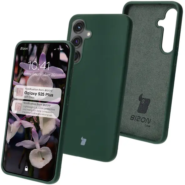 Silikonowe etui Bizon Soft Case do Samsung Galaxy S25+ Plus ciemnozielone