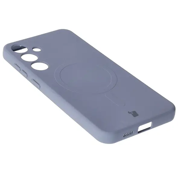 Silikonowe etui z pierścieniem magnetycznym Bizon Case Silicone Magnetic do Samsung Galaxy S25+ Plus / S24+ Plus szare