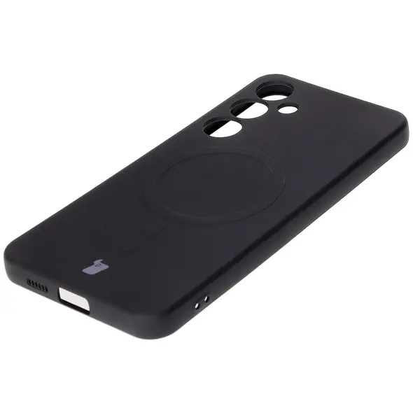 Silikonowe etui z pierścieniem magnetycznym Bizon Case Silicone Magnetic do Samsung Galaxy S25+ Plus / S24+ Plus czarne