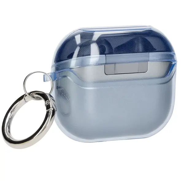 Elastyczne etui z karabińczykiem Bizon Case Headphone Clear do Samsung Galaxy Buds 3/3 Pro przeźroczysto-niebieskie