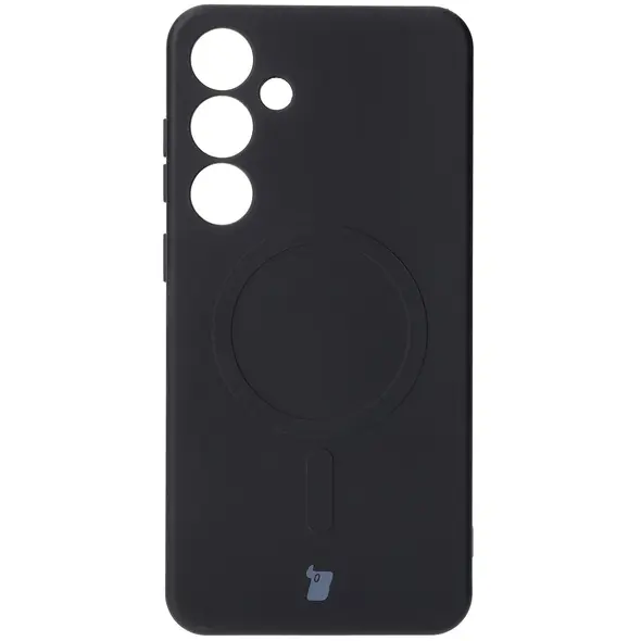Silikonowe etui z pierścieniem magnetycznym Bizon Case Silicone Magnetic do Samsung Galaxy S25+ Plus / S24+ Plus czarne