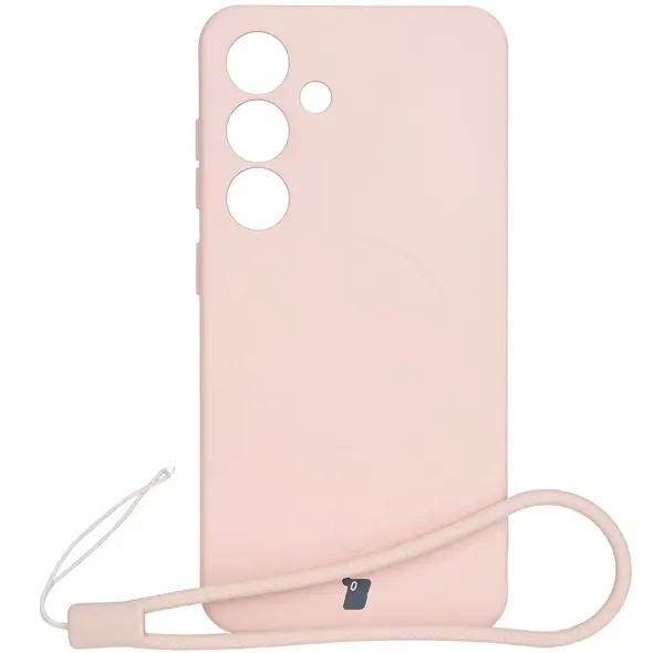 Silikonowe etui z pierścieniem magnetycznym Bizon Case Silicone Magnetic do Samsung Galaxy S25 / S24 jasnoróżowe