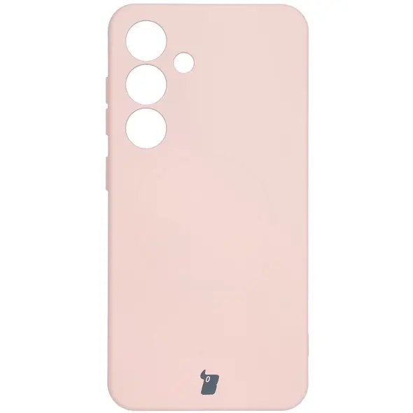 Silikonowe etui z pierścieniem magnetycznym Bizon Case Silicone Magnetic do Samsung Galaxy S25 / S24 jasnoróżowe
