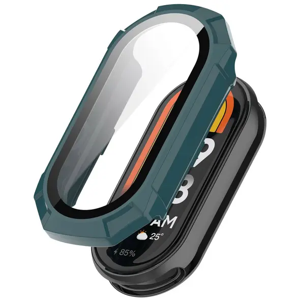 Etui ze szkłem do zegarka Bizon Case+Glass Watch do Xiaomi Smart Band 9 zielone