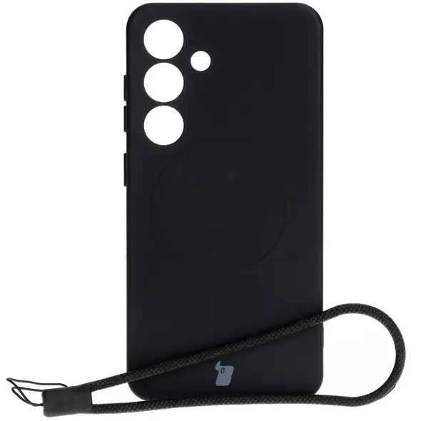 Silikonowe etui z pierścieniem magnetycznym Bizon Case Silicone Magnetic do Samsung Galaxy S25 / S24 czarne