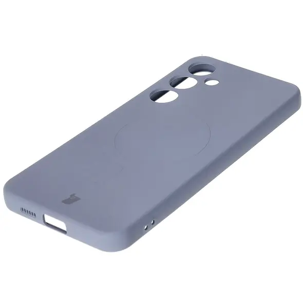 Silikonowe etui z pierścieniem magnetycznym Bizon Case Silicone Magnetic do Samsung Galaxy S25+ Plus / S24+ Plus szare