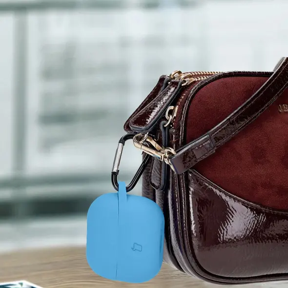 Silikonowe etui z karabińczykiem Bizon Case Headphone Silicone do Samsung Galaxy Buds 3 / 3 Pro niebieskie