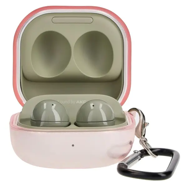 Etui Bizon Case Headphone Clear do Samsung Galaxy Buds Live / Pro / Buds2 / Buds2 Pro / Buds FE przezroczysto-różowe