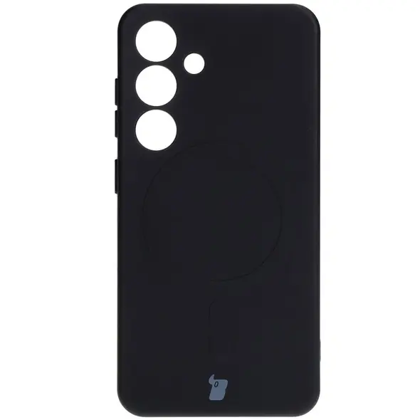 Silikonowe etui z pierścieniem magnetycznym Bizon Case Silicone Magnetic do Samsung Galaxy S25 / S24 czarne